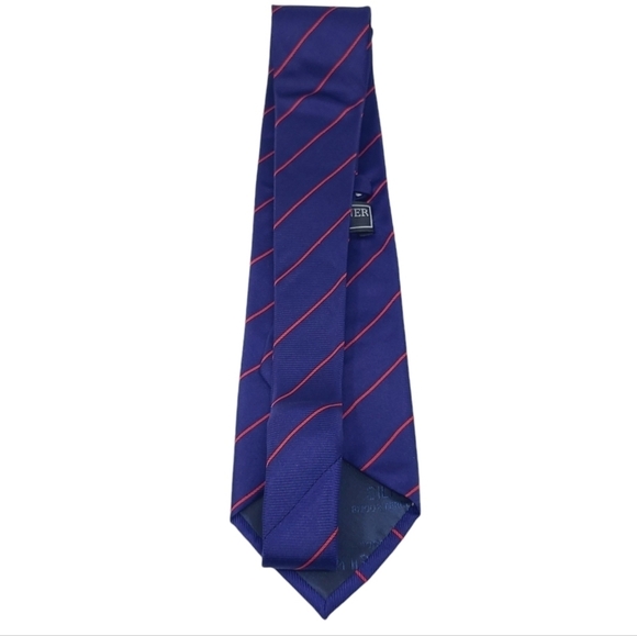 Bijoux Terner | Men's Vintage Navy Striped Genuine Silk Necktie (One Size) - Picture 10 of 11